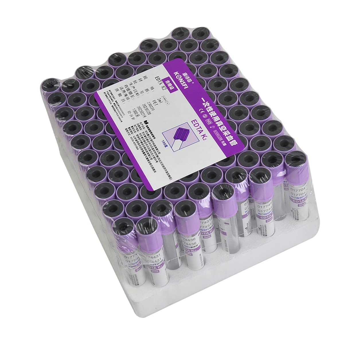 Colección de vacío de laboratorio de coagulación/tubos/tubos EDTA 2/3/5 ml suministros para mascotas (tubos EDTA K2 de 2 ml)