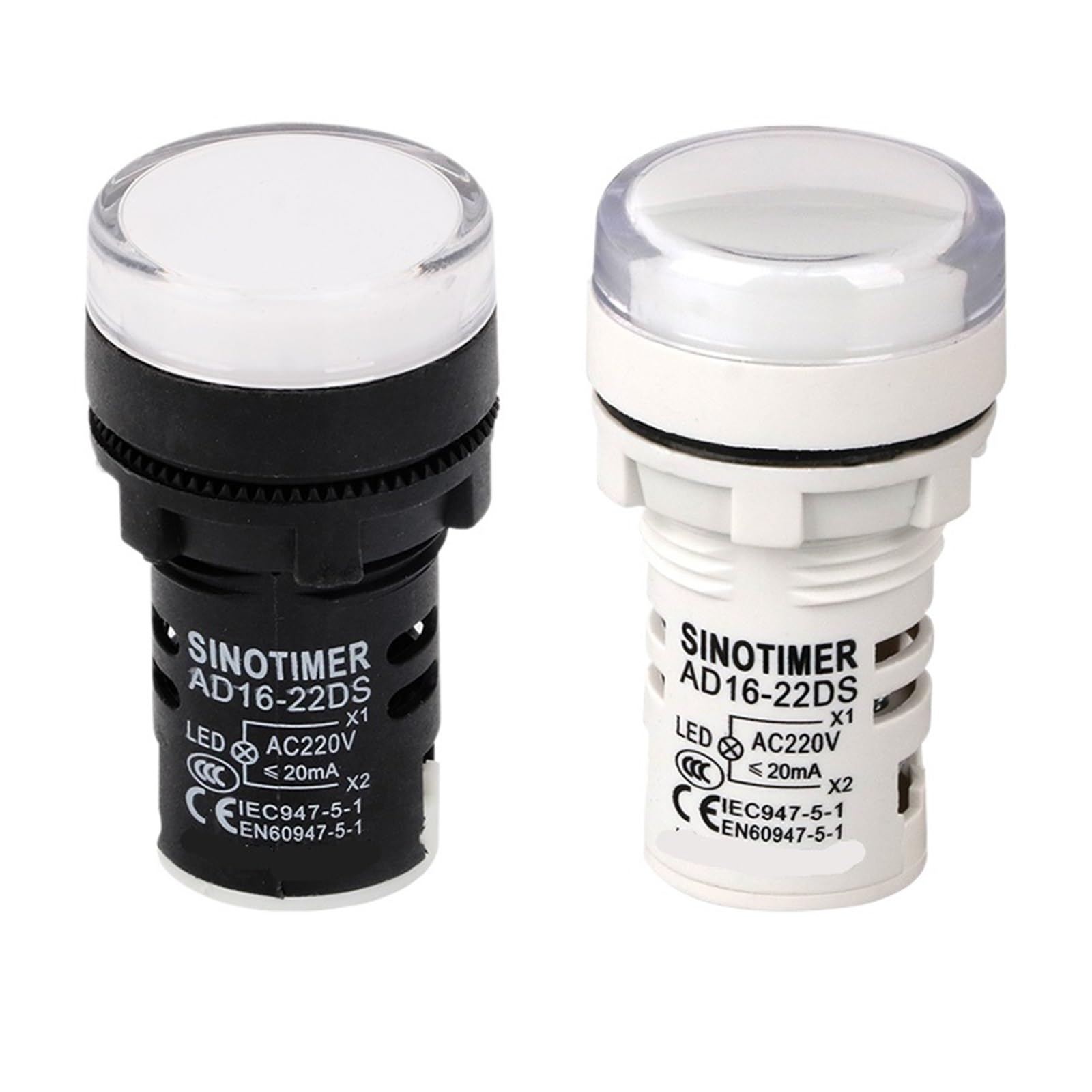 22mm Panel Mount Electronic Led Indicator Light Blue Green Red White Yellow Signal Lamp 12V 24V AC 220V 380V 110V Power(White,Ordinary Quality,12V DCAC)