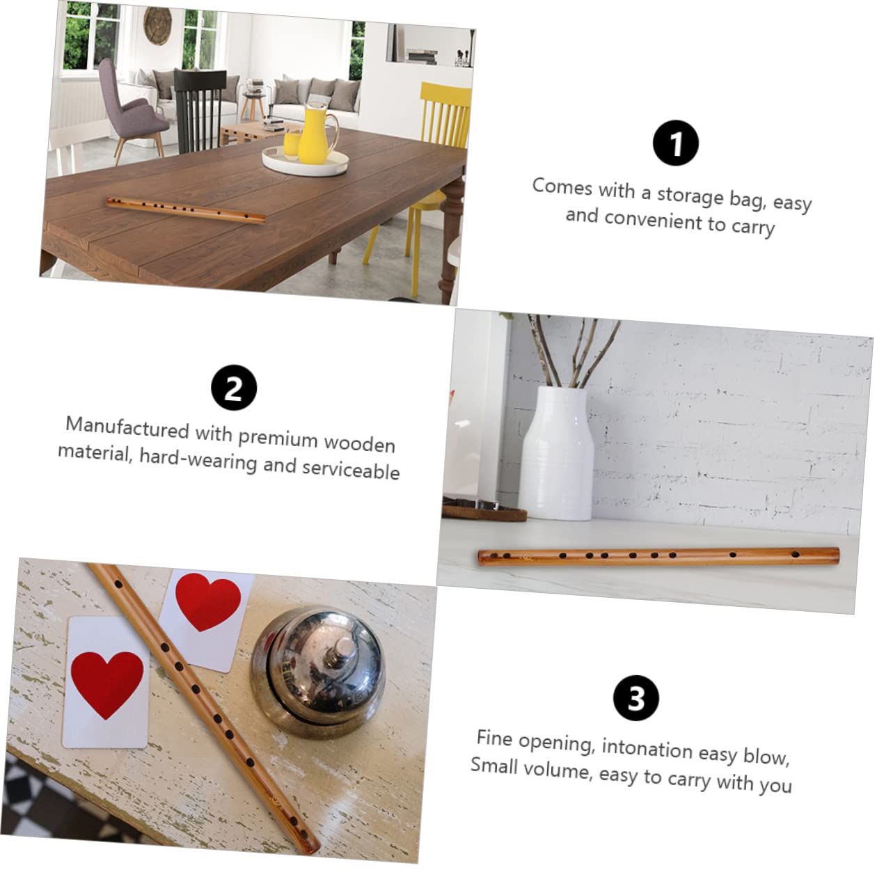 ULDIGI Traditional Musical Instrument Bamboo Flute Wooden Piccolo for Boys and Girls Beginners Safe Material Easy to Play Storage Case