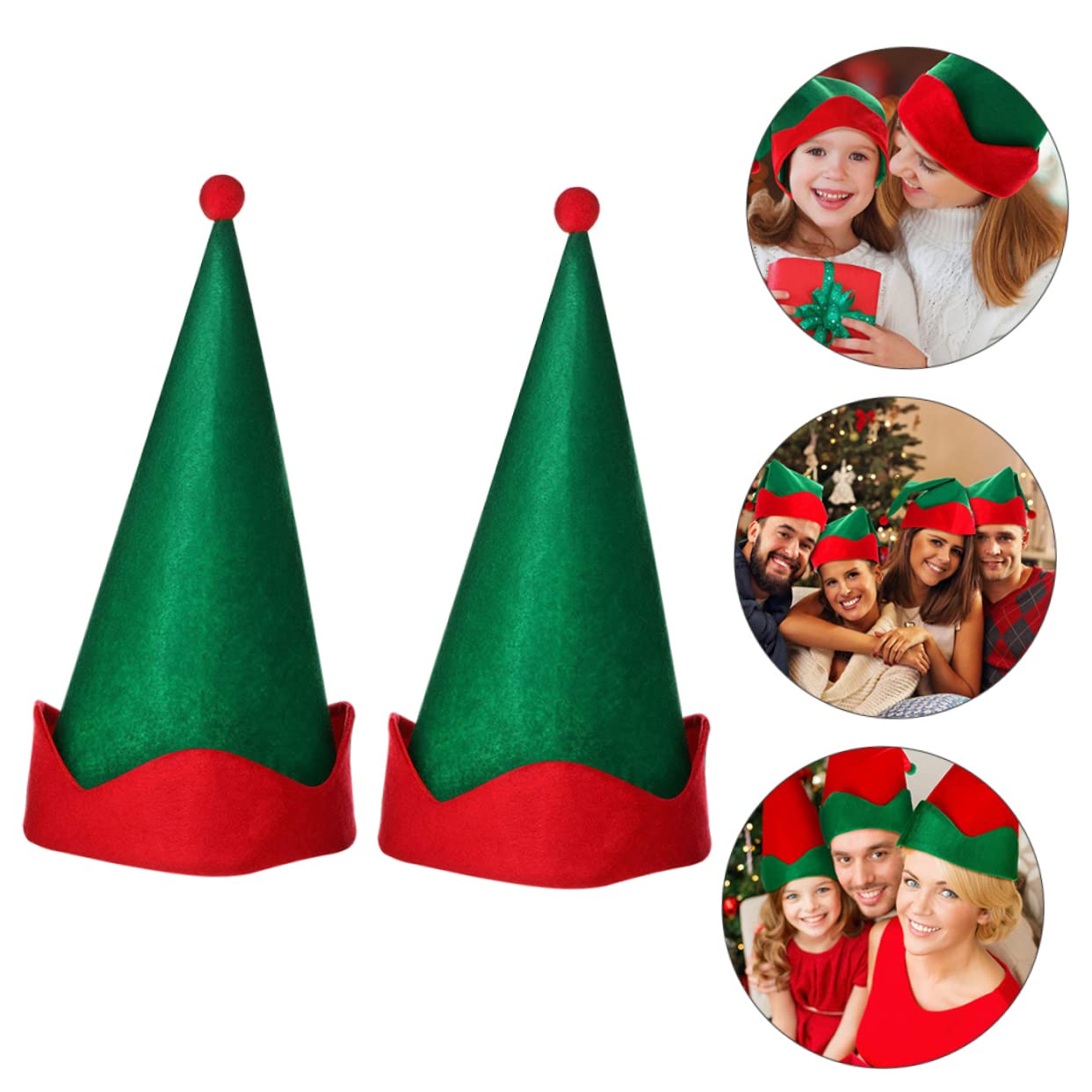 Cabilock 12 Pièces Chapeau elfique faveurs de costume de fête de couvre-chef d'elfe bonnet noel bonnet de noel deguisement adulte feutre chapeau de lutin de noël déguisement