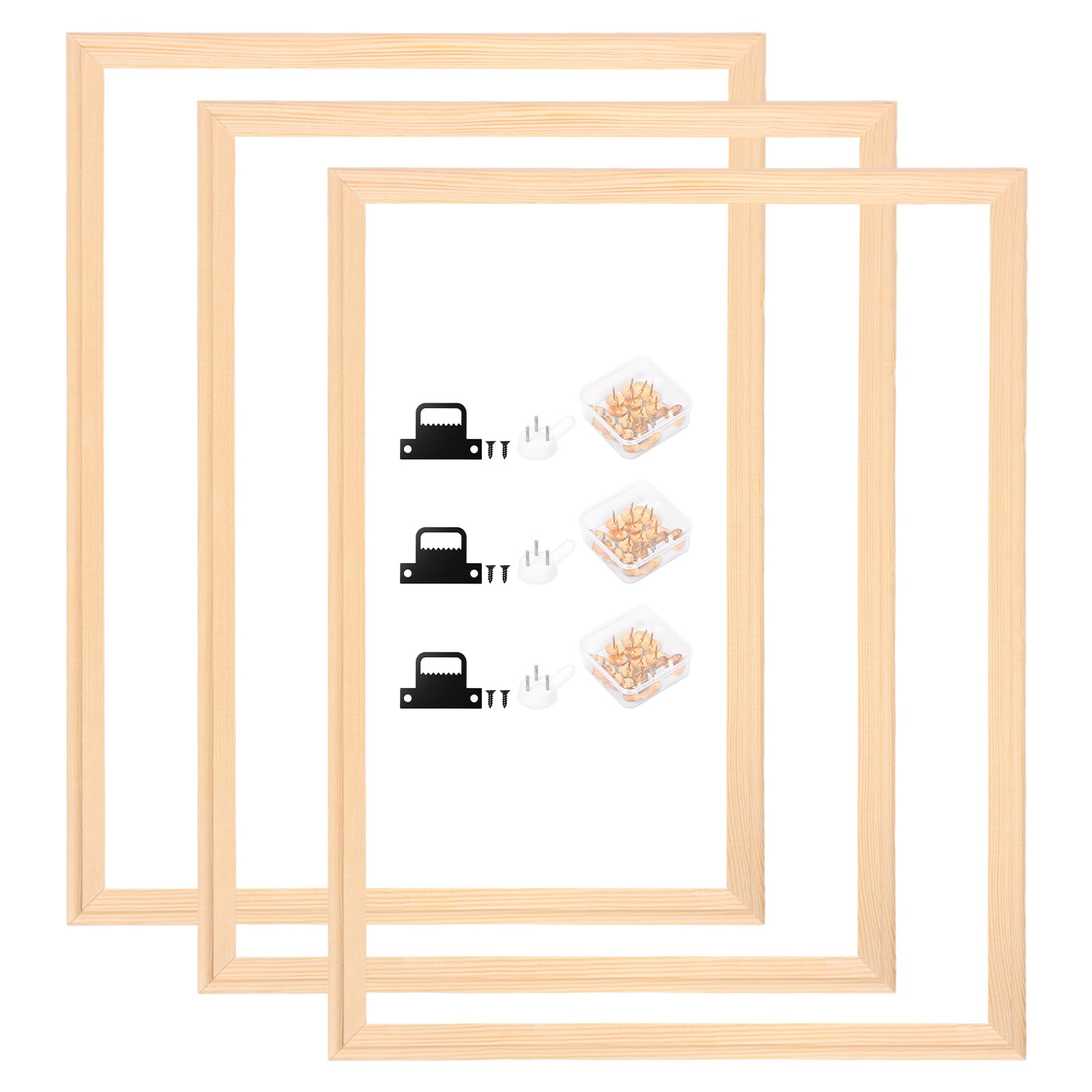 3 Pack DIY Canvas Stretcher Bars Wood Frame Kit, 30x40cm / 40x50cm Stretcher Bar Set for Oil Painting, Paint by Numbers & Diamond Art, Easy to Assemble Solid Wooden Frames for Canvas(Log color,3 sets)