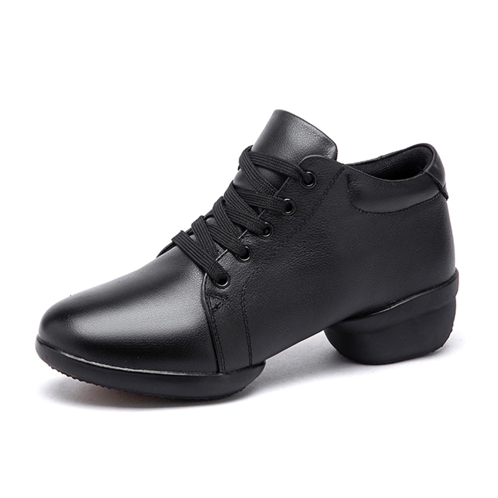Scarpe da Jazz da Donna Stivali da Ballo in Pelle con Suola Divisa Tacco Basso Allacciati Scarpe da Ginnastica per Balli Latini Moderni