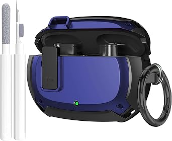 Beats Studio Buds/Studio Buds+ Case Cover 2021/2023 Men Lock Clip with Cleaning Kit, GARTOO Protective Case with Cleaning Tool Compatible with Beat Studio Bud Plus for Women Girls Kids Black/Blue