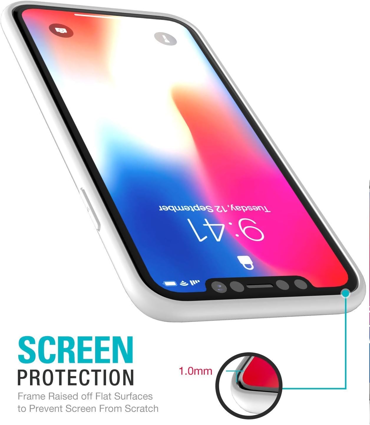 TOZO for iPhone XR Case Hybrid Soft Grip Matte Finish Frame Clear Back Panel Cover for iPhone XR 6.1 Inch 2018 (White)