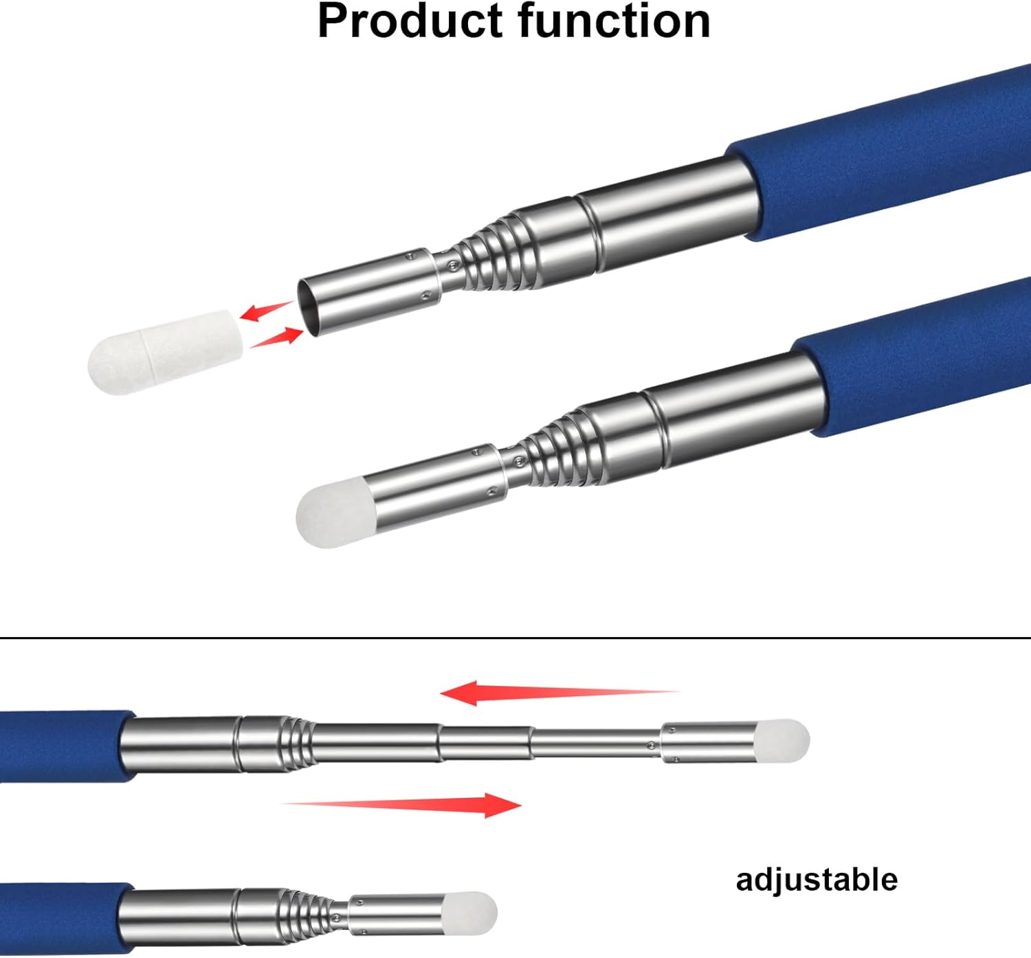 Chinco 4 Pieces Retractable Teacher Pointer for Classroom Teaching Whiteboard Telescopic Pointer with Lanyards and 6 Pieces Extra Felt Nibs for Teachers Coach(39 Inches) (Pack of 2)