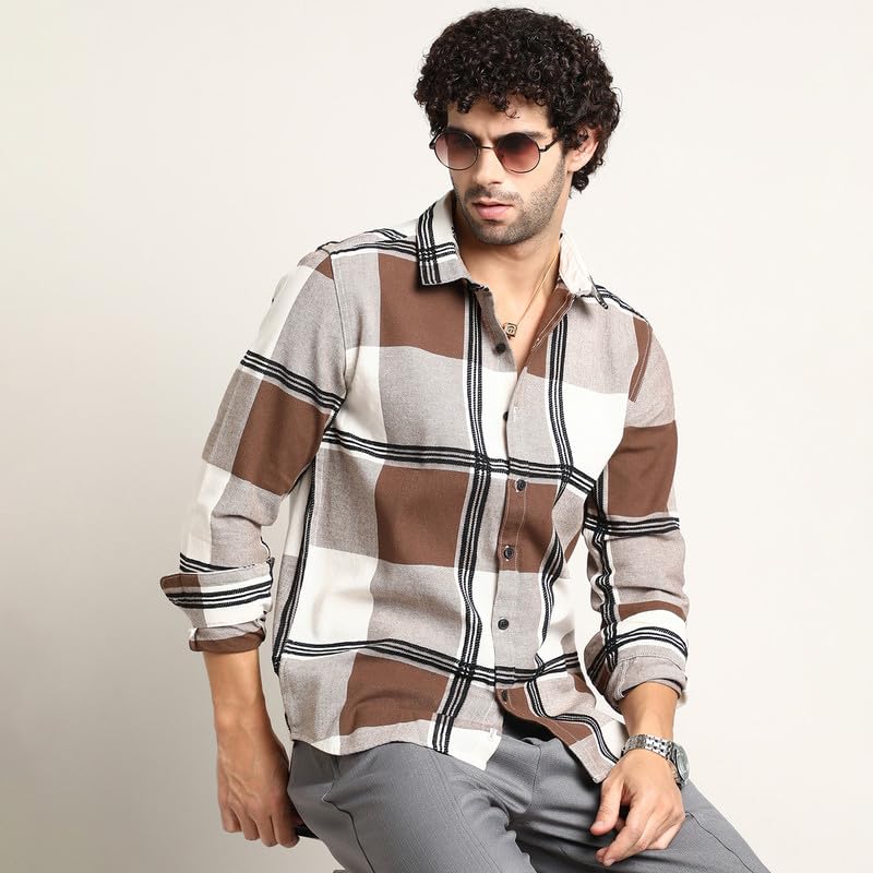 Image of CAHOOT Men's Shirt for Casual Wear | Mid-Rise | Regular Fit | Button Closure | Shirt Crafted with Comfort Fit for Everyday Wear