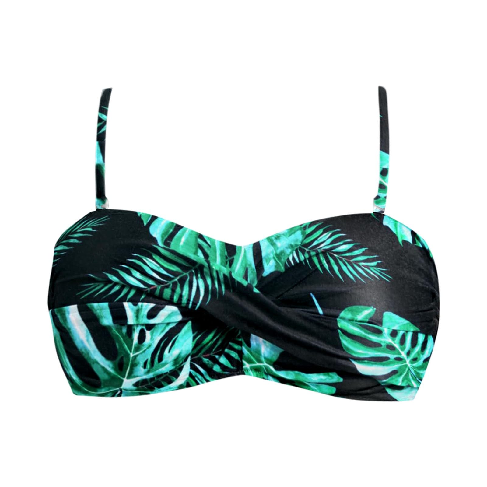 Strój kąpielowy damski damski Bandeau Bikini Top bez ramiączek, zielony, M