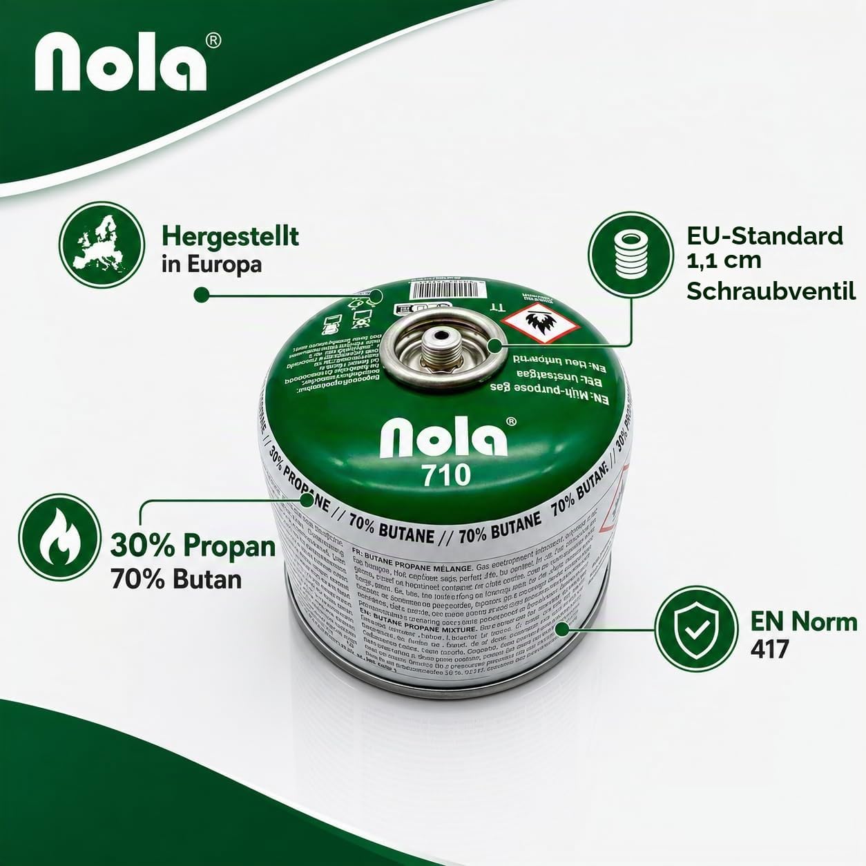 NOLA 8X 230g Gas Propan Butan Campinggas Schraubventil EN 417 Gaskartuschen - Gaskocher Lötbrenner Unkrautbrenner Camping Kartusche Schraubgaskartuschen Schraubventil Gaskartusche (8X 230g Kartusche)
