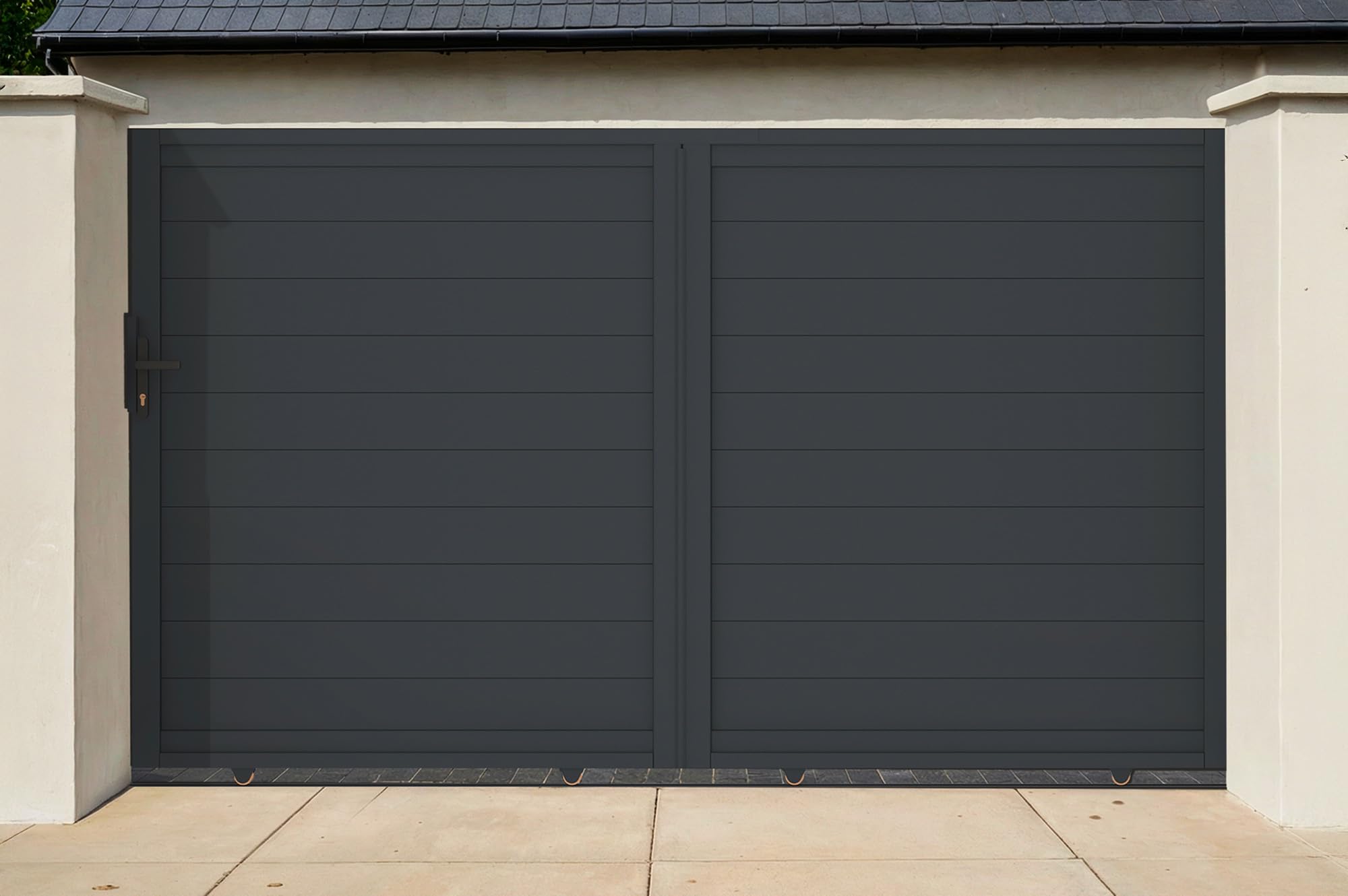 Casanoov Portail coulissant 3m EIGER H.180cm + Portillon 1m EIGER H.180cm aluminium gris