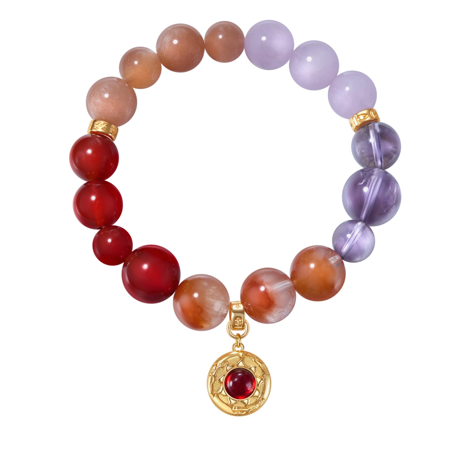 Five Elements Solid 925 Sterling Silver 18K Gold/White Gold Vermeil Crystal Gemstone Beads Bracelet gift for women