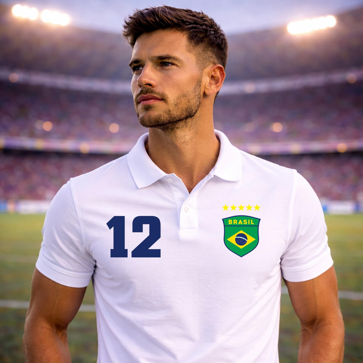 Polo da Uomo in Cotone | Maglietta Personalizzata con Il Tuo Nome e Numero | Maglia Brasile Calcio 2026