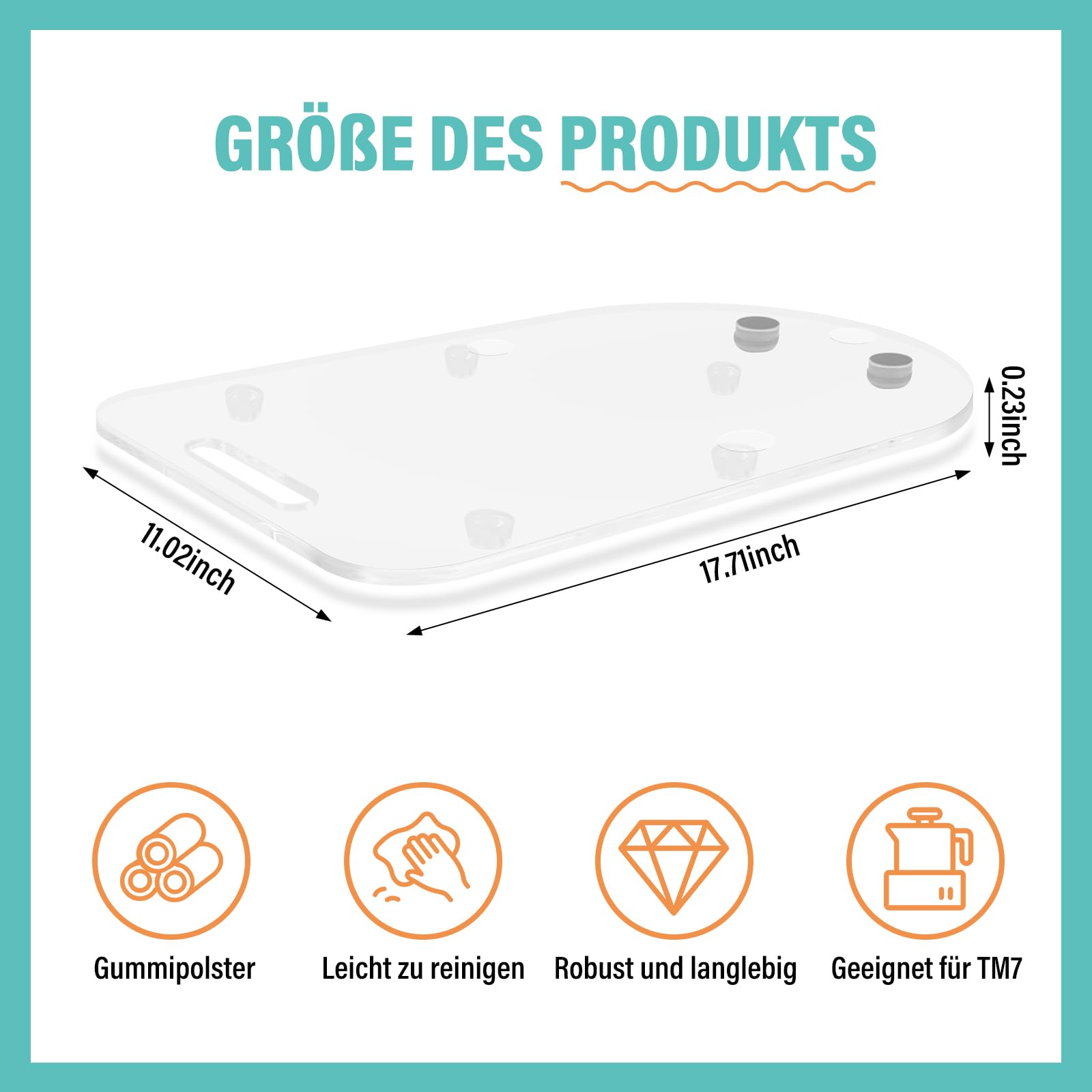 Tabla deslizante para Thermomix TM7, con un solo mango, para robot de cocina Thermomix Vorwerk TM7, accesorios (acrílico – transparente)
