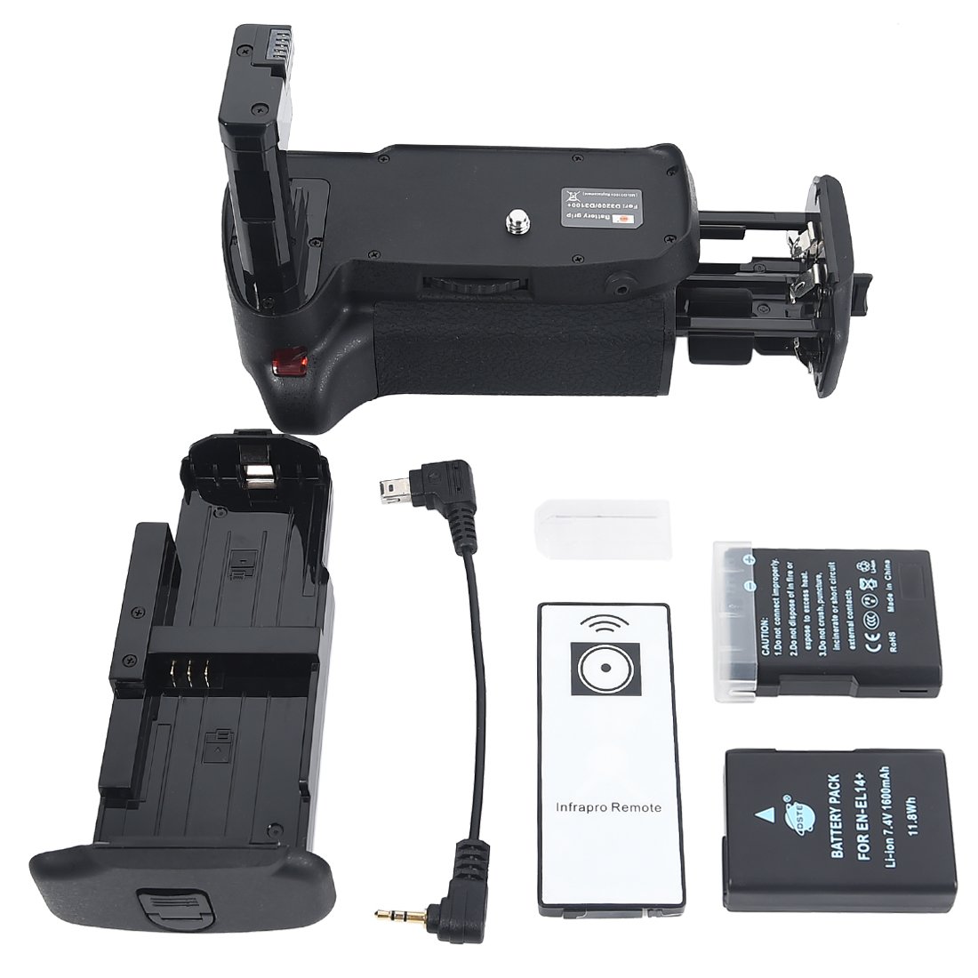 DSTE Pro MB-D31 Battery Grip + Remote For Nikon D3100 D3200 D3300 D5300 - Holds 2x EN-EL14 Or 6x AA
