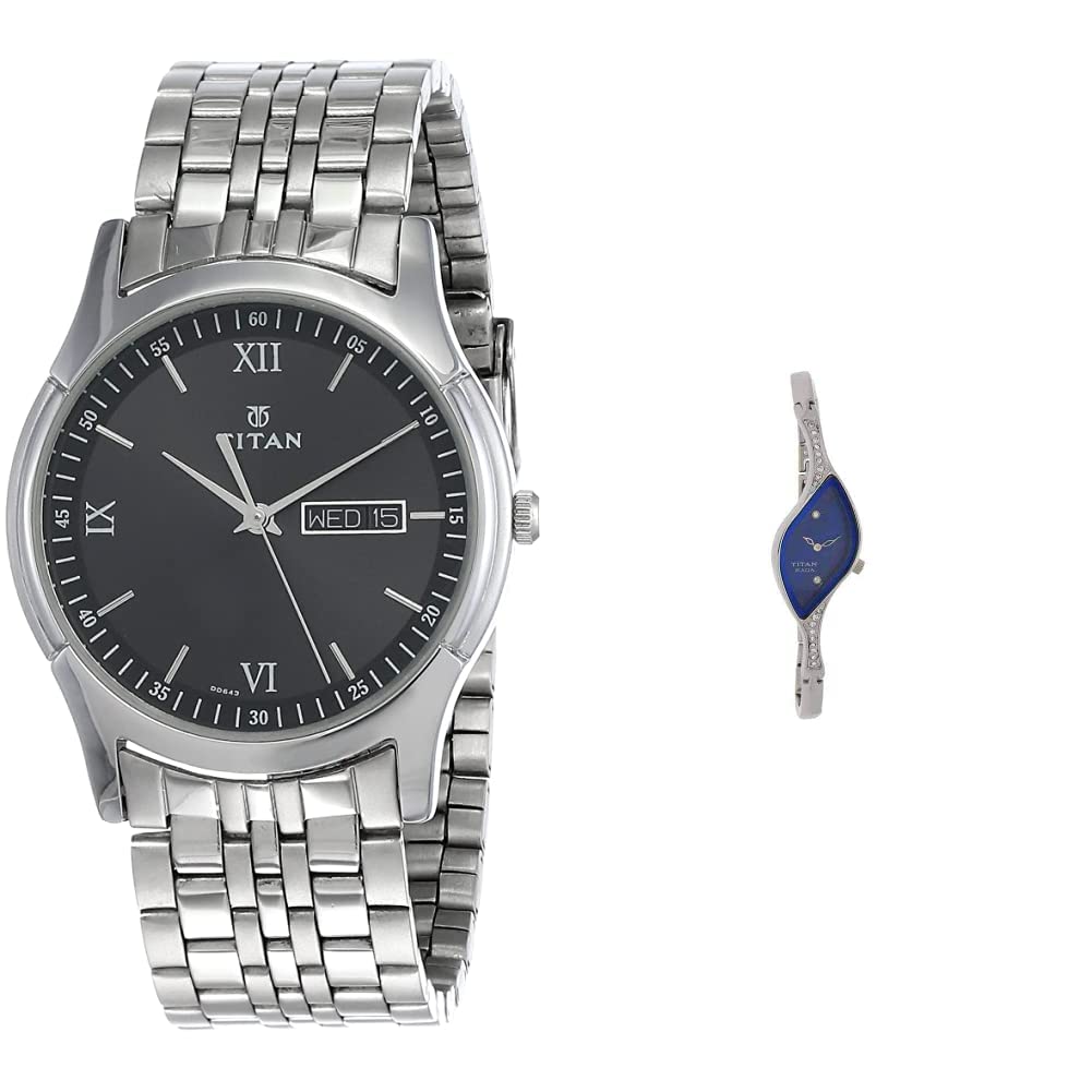Titan Women Stainless Steel Analog Black and Blue Dial Couples Watch | Rakshabandhan Gifts, Band Color-NS1636SM01 (B07VLNYSRC) Amazon Price History, Amazon Price Tracker