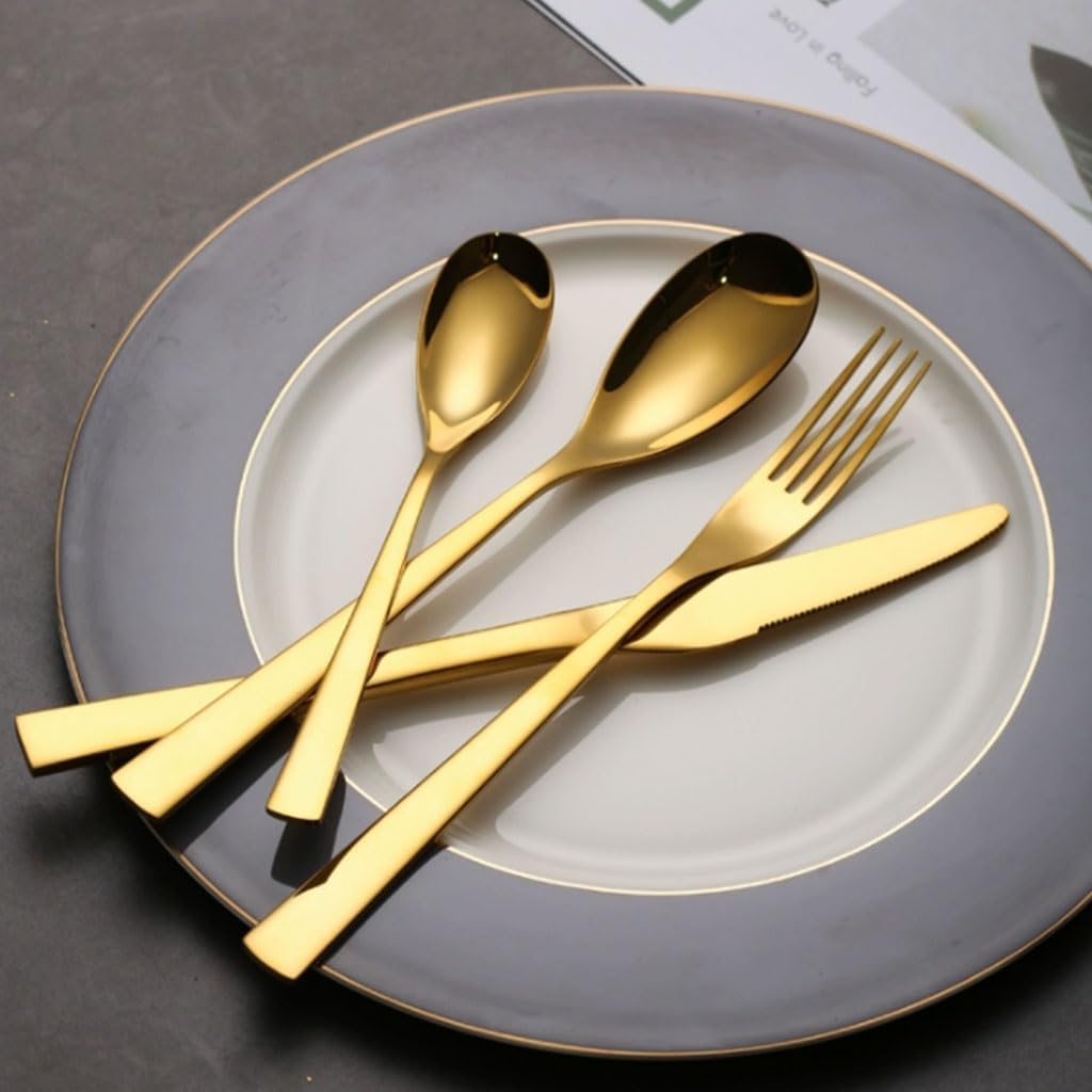 PEKJI Knife Fork Spoon Home Stainless Steel Cutlery Set Fashion Silverware Set Reusable Kitchen Flatware Set Western Tableware