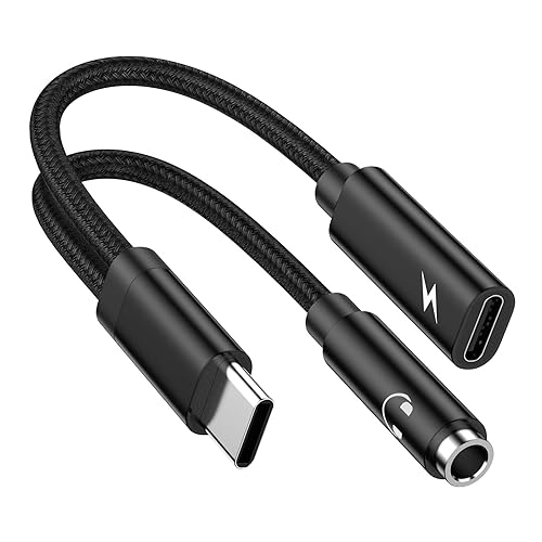 2 en 1 Samsung USB tipo C a 0.138 in adaptador de auriculares y cargador para Galaxy S23S22S21A34,60W PD USB C a audio auxiliar Jack Dongle Cable de
