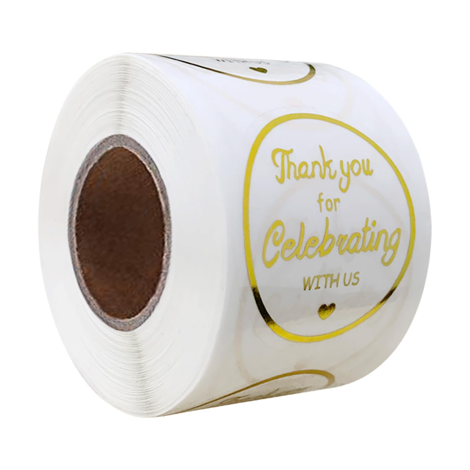 Photo 1 of 500PCS Thank You for Celebrating With Us Stickers - 1.5 Inch Metallic Gold Circle Wedding Self-Adhesive Labels for Envelope Seals, Baby Shower, Birthday (Gold)