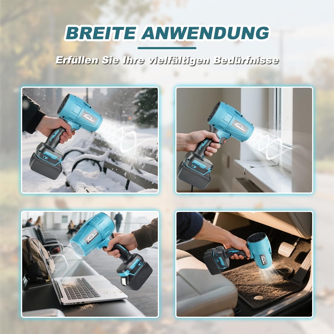 Akku-Laubbläser Kompatibel mit Makita 18V Akku Bürstenloser Mini Gebläse 28000RPM Turbo Gebläse für Auto, Staubbeseitigung, Schneefräsen (ohne Batterie)
