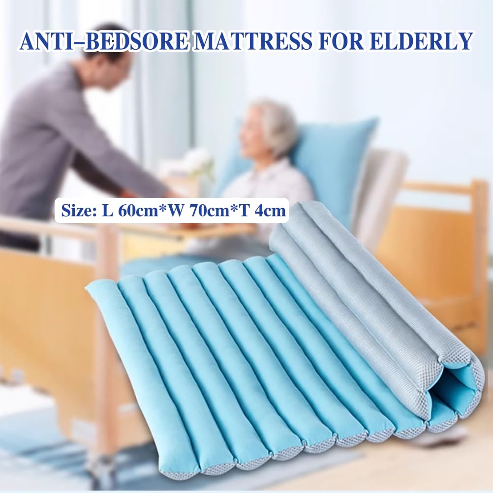 Materasso Antidecubito per Anziani E Disabili, Traspirante Assistenza al Paziente Ausili per Materassi Antidecubito Pazienti Allettati Cuscini Materasso A Pressione Alternata,Dark blue,60x70x4cm