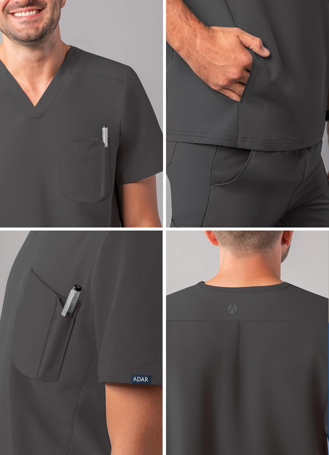 Adar Adición Fregar por Hombre - Moderna Multi Bolsillo V-Cuello Fregar Top
