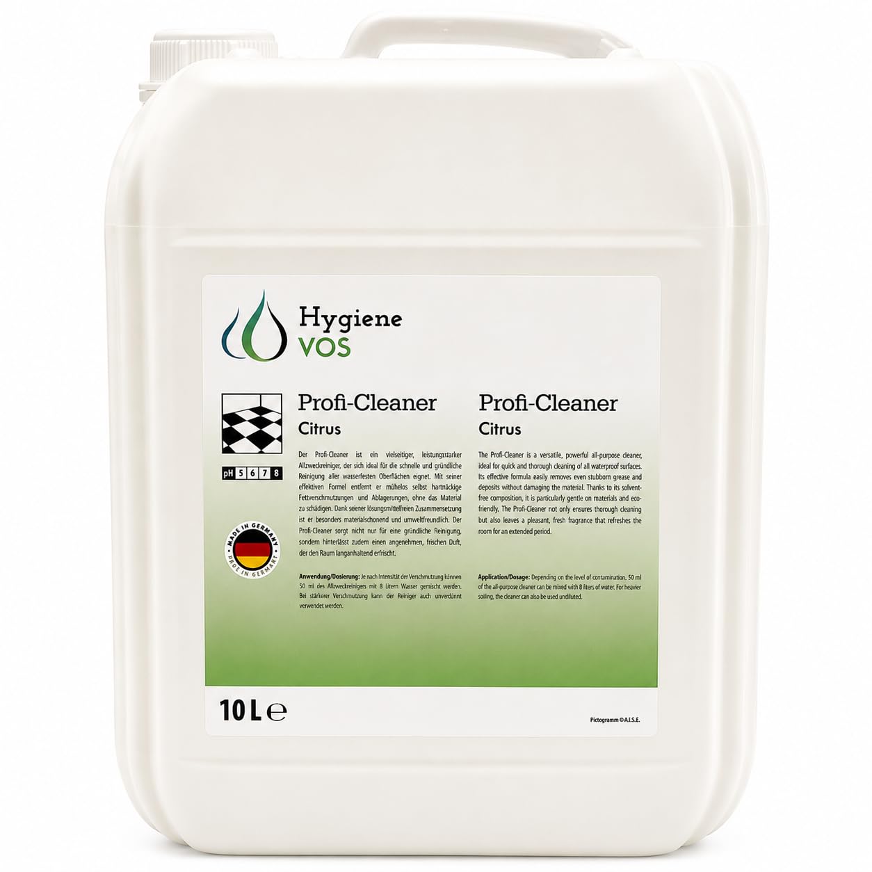 Hygiene VOS Nettoyant professionnel concentré - Bidon de 10 L - universel pour maison, caravane, camping-car, bateau et yacht