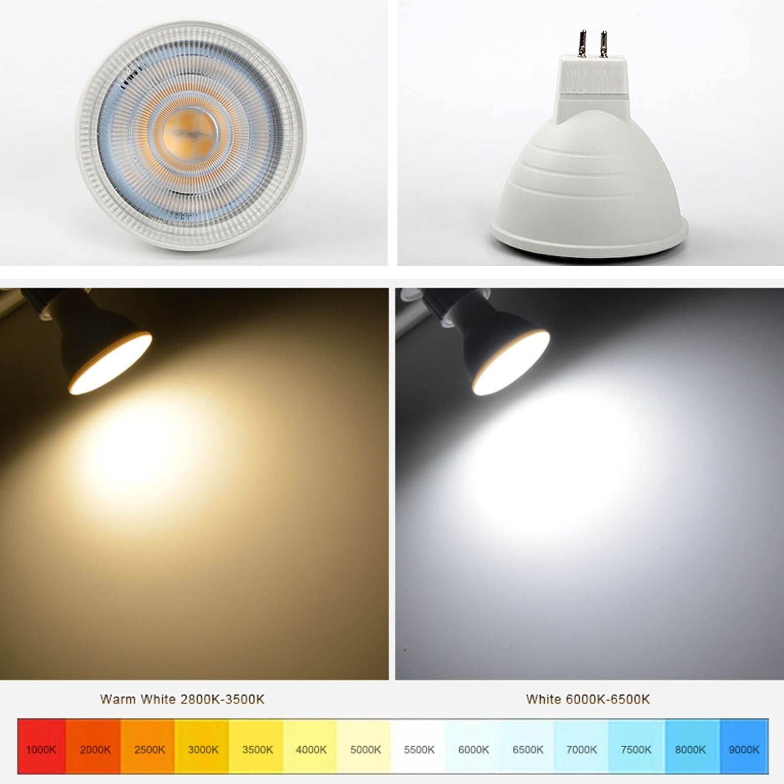 HHF Iluminación del hogar, Paquete de 20, LED LAMP SPARTLING AC220V MR16/GU10/GU5.3 7W ángulo de haz atenomable de 24 grados bombilla de luz puntual(MR16 Cold White)