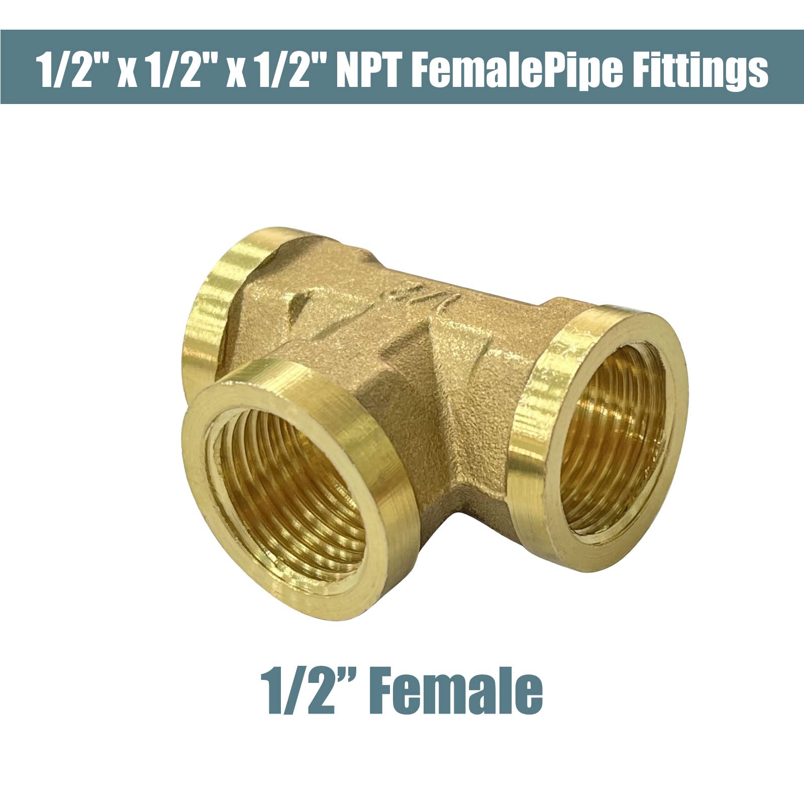 PARKER Street Tee: Brass, 1/2 In X 1/2 In X 1/2 In Fitting Pipe Size, Female NPT X Male NPT X - Foto 8