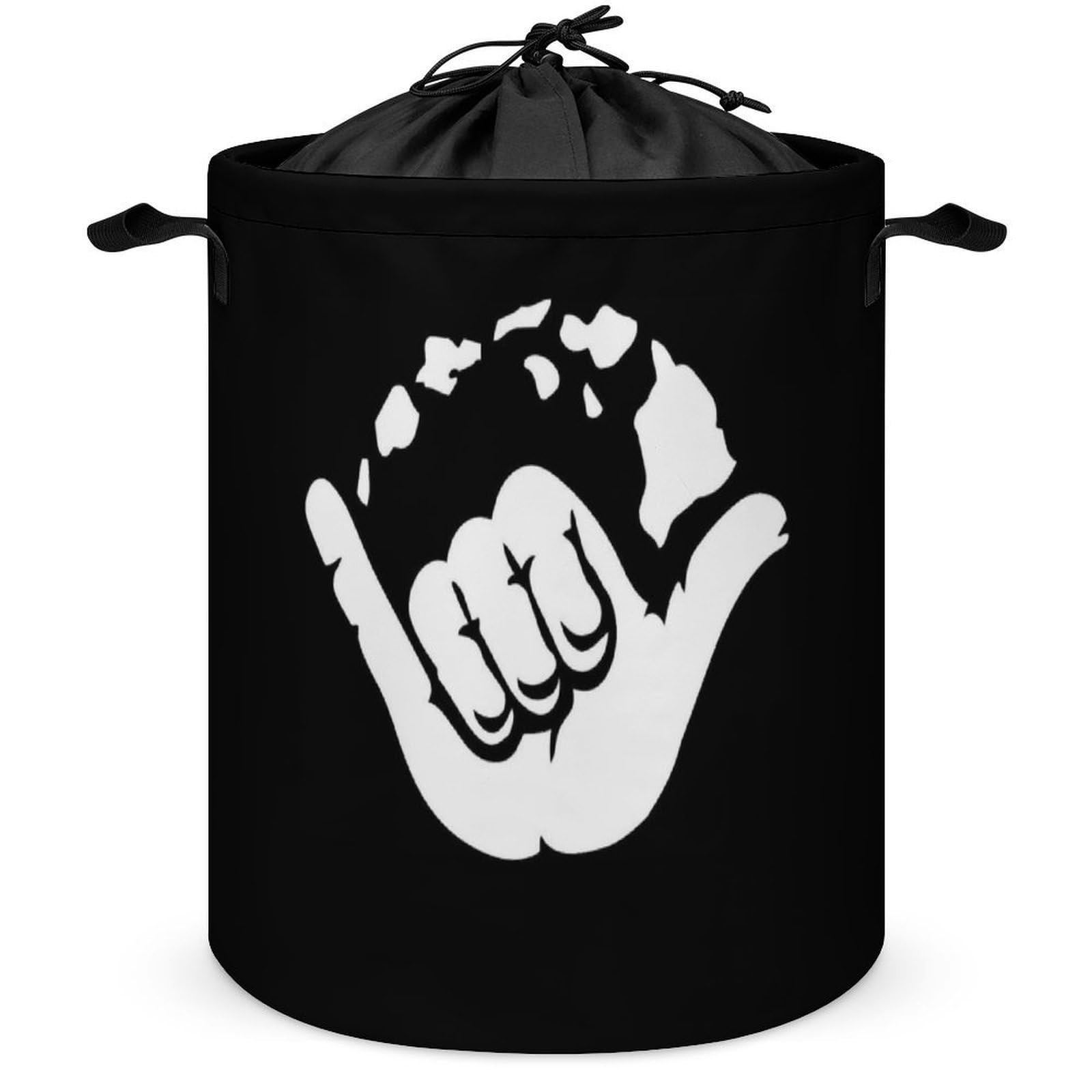 Wlntrophic Drawstring Laundry Hamper, Aloha Hand Hawaii Laundry Basket, Washing Basket with Handle
