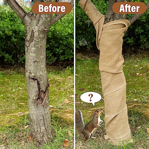 image for DECOHS 15.7in x 19.7ft Natural Burlap Tree Wrap Rolls- Burlap Fabric T