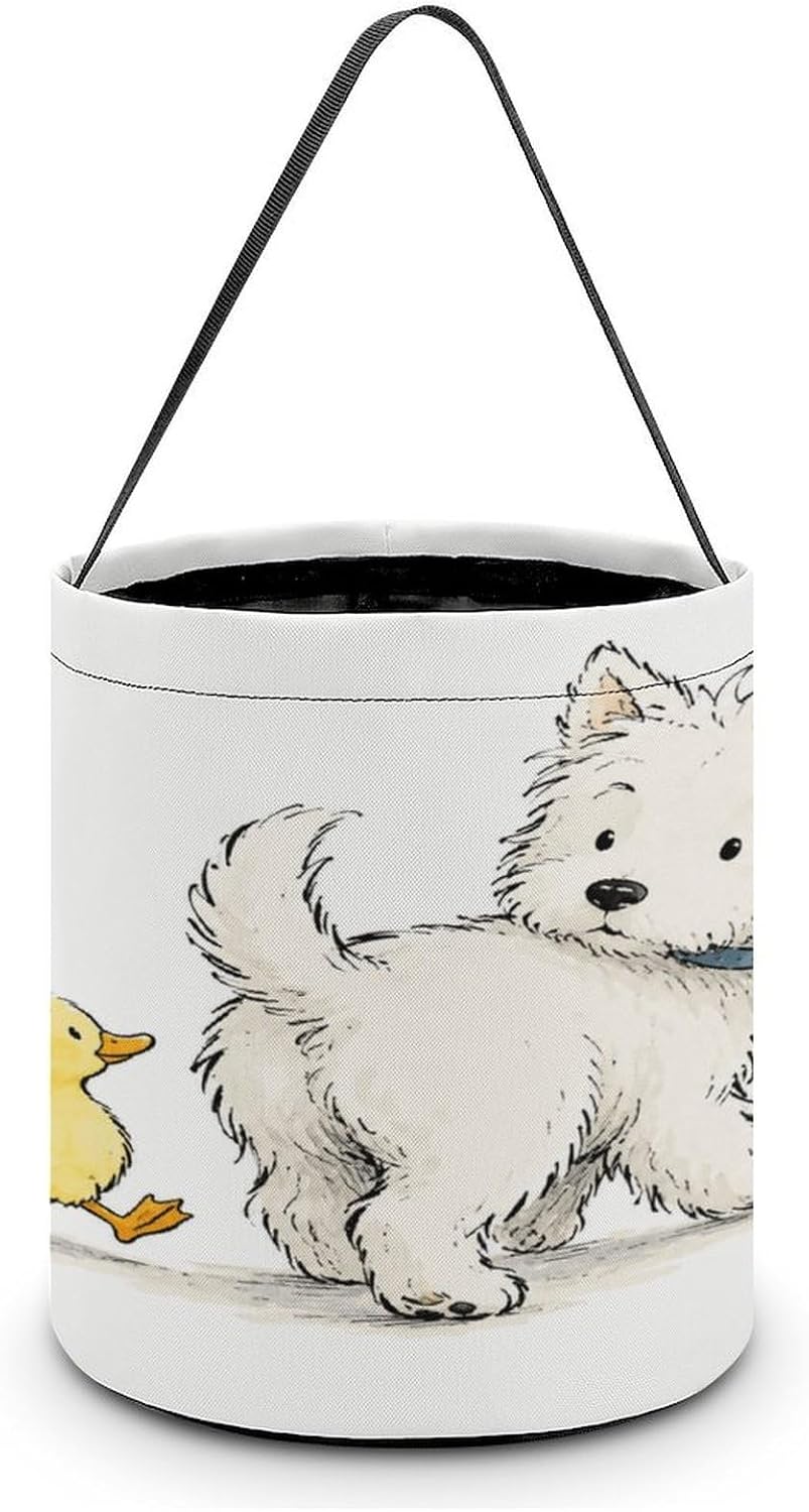 Dog Duck Halloween Trick Or Treat Bucket Candy Tote Hand‑held Pouch for Cosplay Theme Party Gift Storage