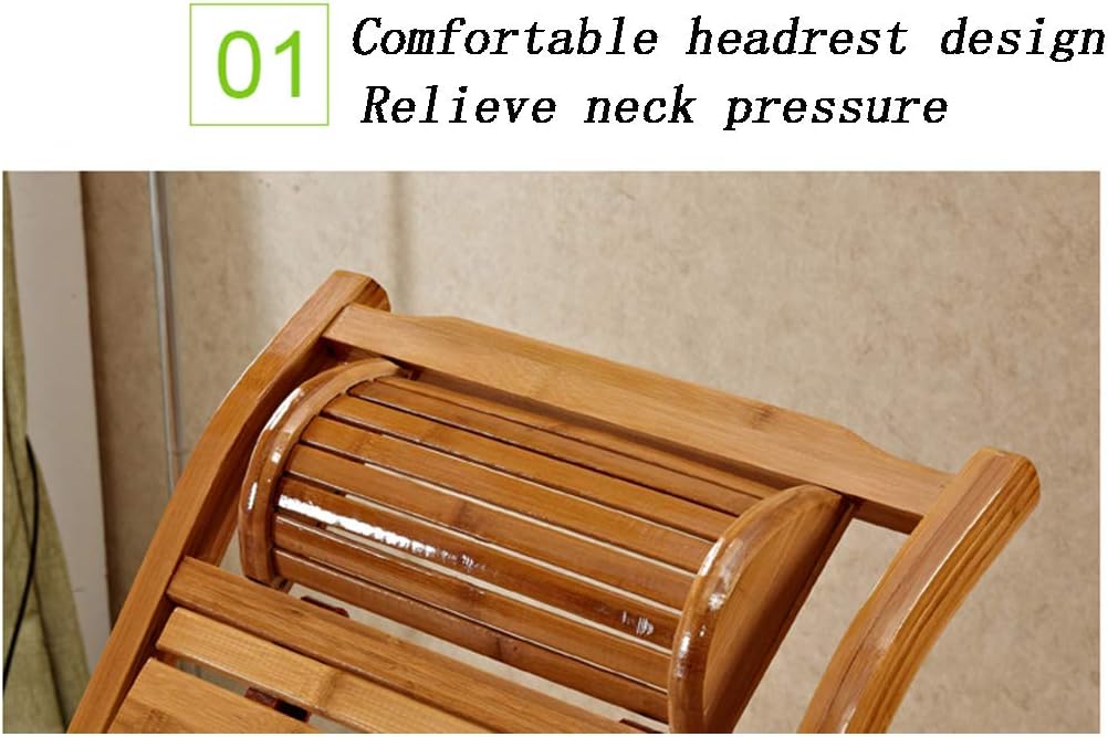 N / A Bamboo Rocking ChairFolding Chair, Leisure Bamboo Rocking Chair with Foot Massage, Adjustable Garden/Camping/Elderly Armchair