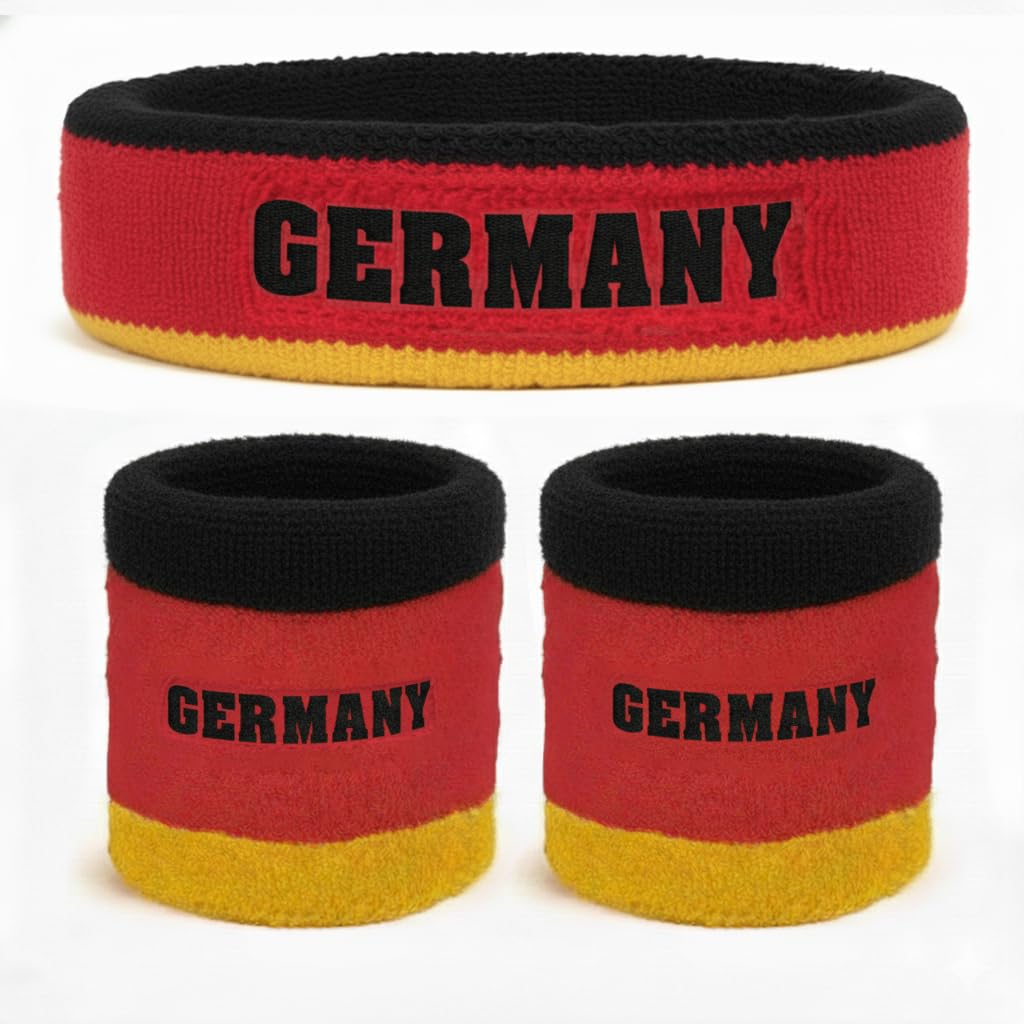 Suddora Country Headband &amp; Wristbands Set (Includes 2 Wrist &amp; 1 Head Sweatband), Highly Moisture Wicking