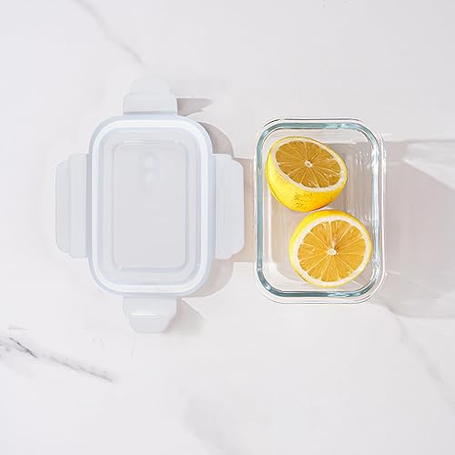 Miniatura 3 de FEOOWV Paquete de 4 recipientes de vidrio de 13 onzas  0.37 L con tapas, recipientes de almacenamiento de vidrio con tapas, sin BPA, organizadores y