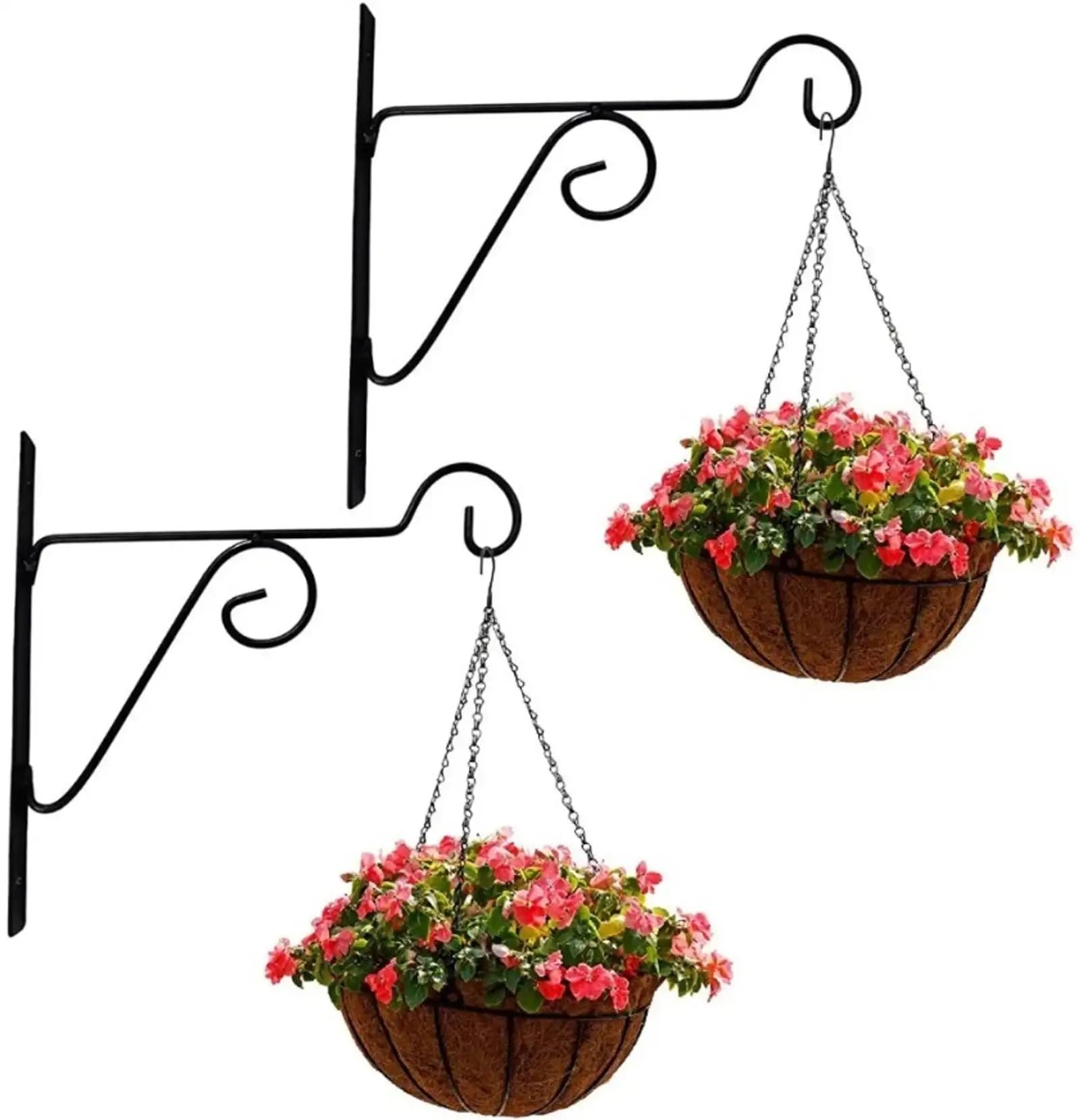 Set of 2 Decorative Hanging Plant Brackets, Heavy Duty Wall Mounted Hook Stand for Balcony Garden Indoor Outdoor Flower Pots Display-image-6