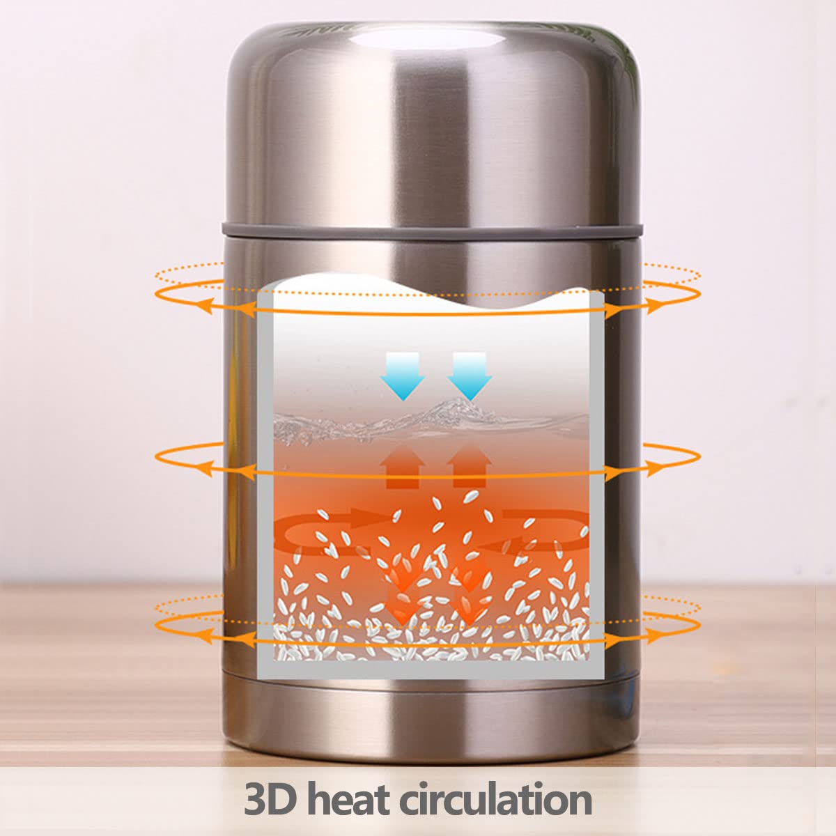 LANMOU Thermobehälter für Essen Isolierte Brotdose Aus Edelstahl BPA-frei Thermo Essensbehälter Ideal für Kinder und Erwachsene unterwegs Warmhaltebox Bleiben für warme und kalte Speisen (600ml)