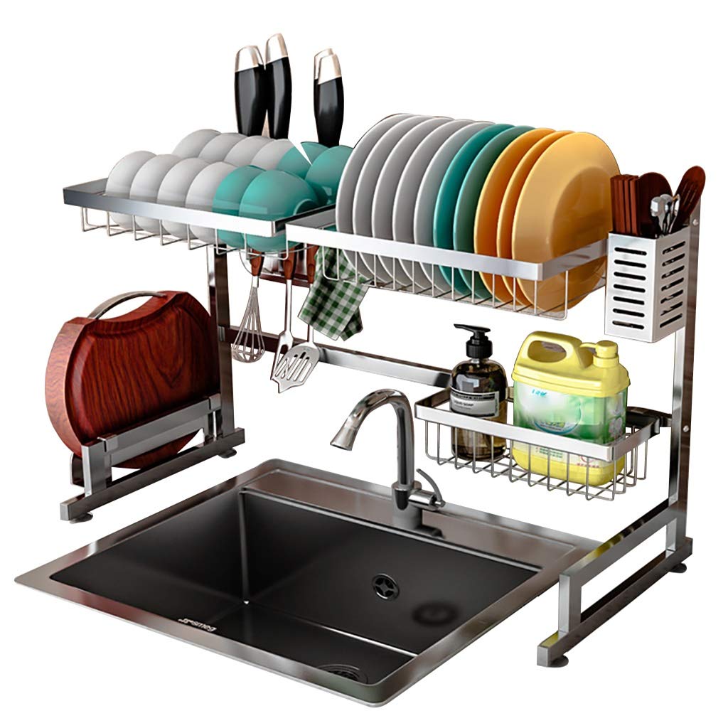 SDVantage Stainless Steel 304 Dish Drying Rack Over Sink Multifunctional Kitchen Storage Shelf with Utensil Holder Spacesaving Dish Drainer for Kitchen Essentials