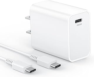 30W USB C Fast Charger, USB-C Power Adapter PD 3.0 GaN Charger for iPhone 15/Pro, iPad Pro 12.9, 11 inch 2021/2020/2018, New Mini 6,MacBook Air 13 12 inch, Google Pixel 6, 6ft USB C to C Cable(White)