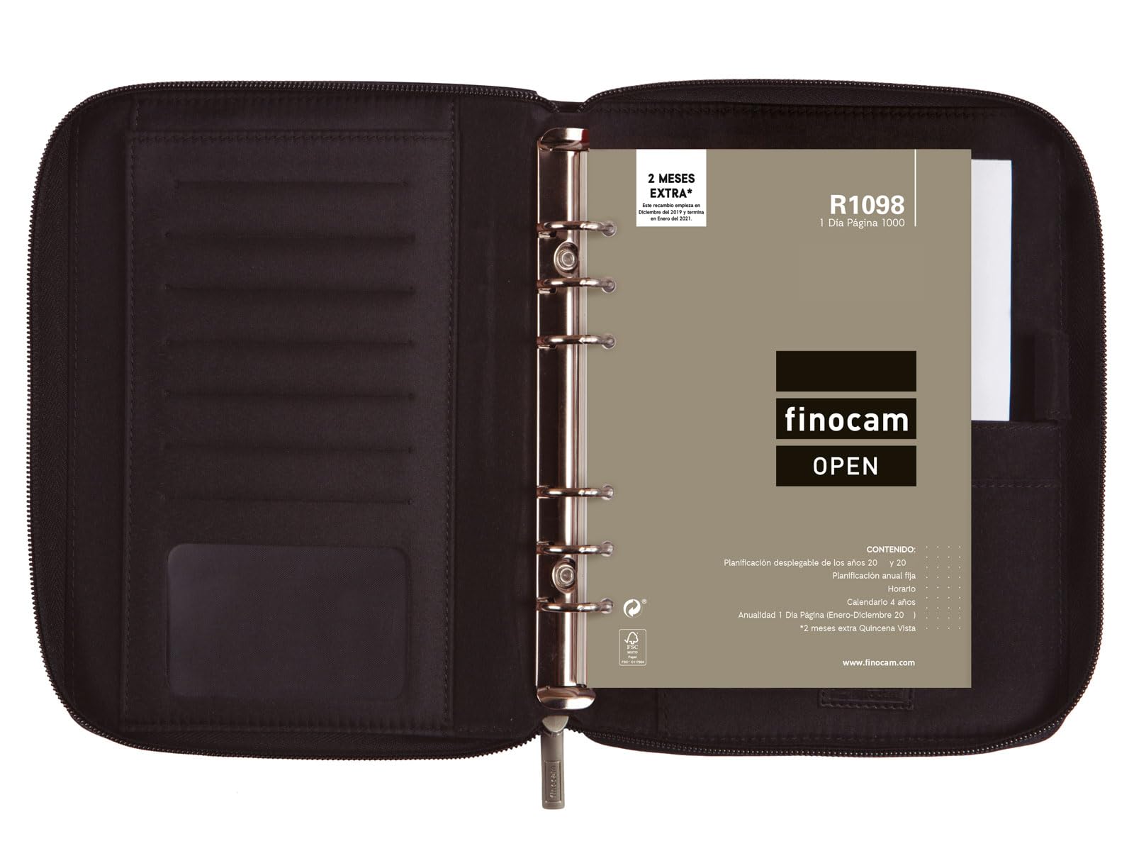 Finocam - Agenda Organizzatore Open Zip Pol 1 Giorno Pagina 2026 1 Giorno Pagina Gennaio 2026 - Dicembre 2026 (12 mesi) Nero Spagnolo