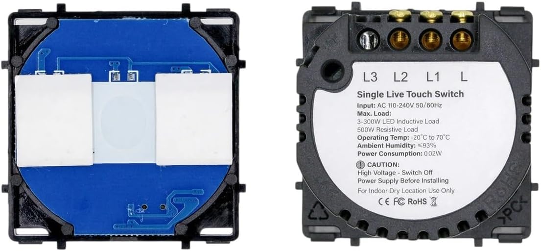 2G 1W Switch Part | EU Standard | Wall Light Touch Switch 1/2/3Gang 1/2Way Led Dimmer Function Parts Glass Panels EU 16A Power Sockets DIY Parts Only