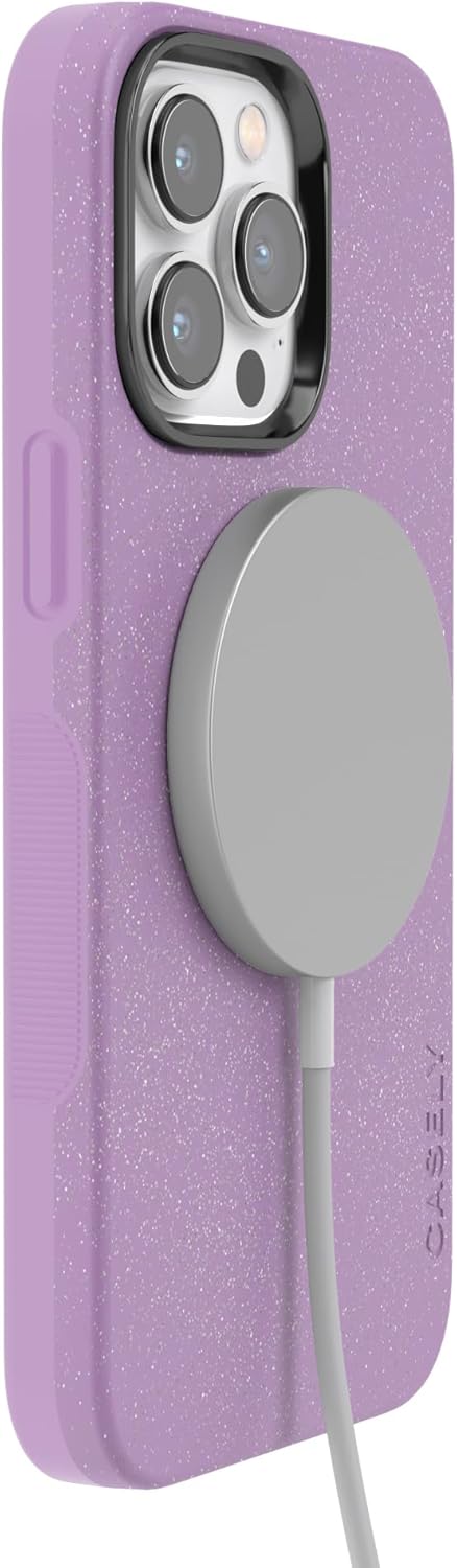 Casely iPhone 14 Pro Max Case | Lavender Waves | Purple Shimmer | Bold Protective Design | Compatible with MagSafe