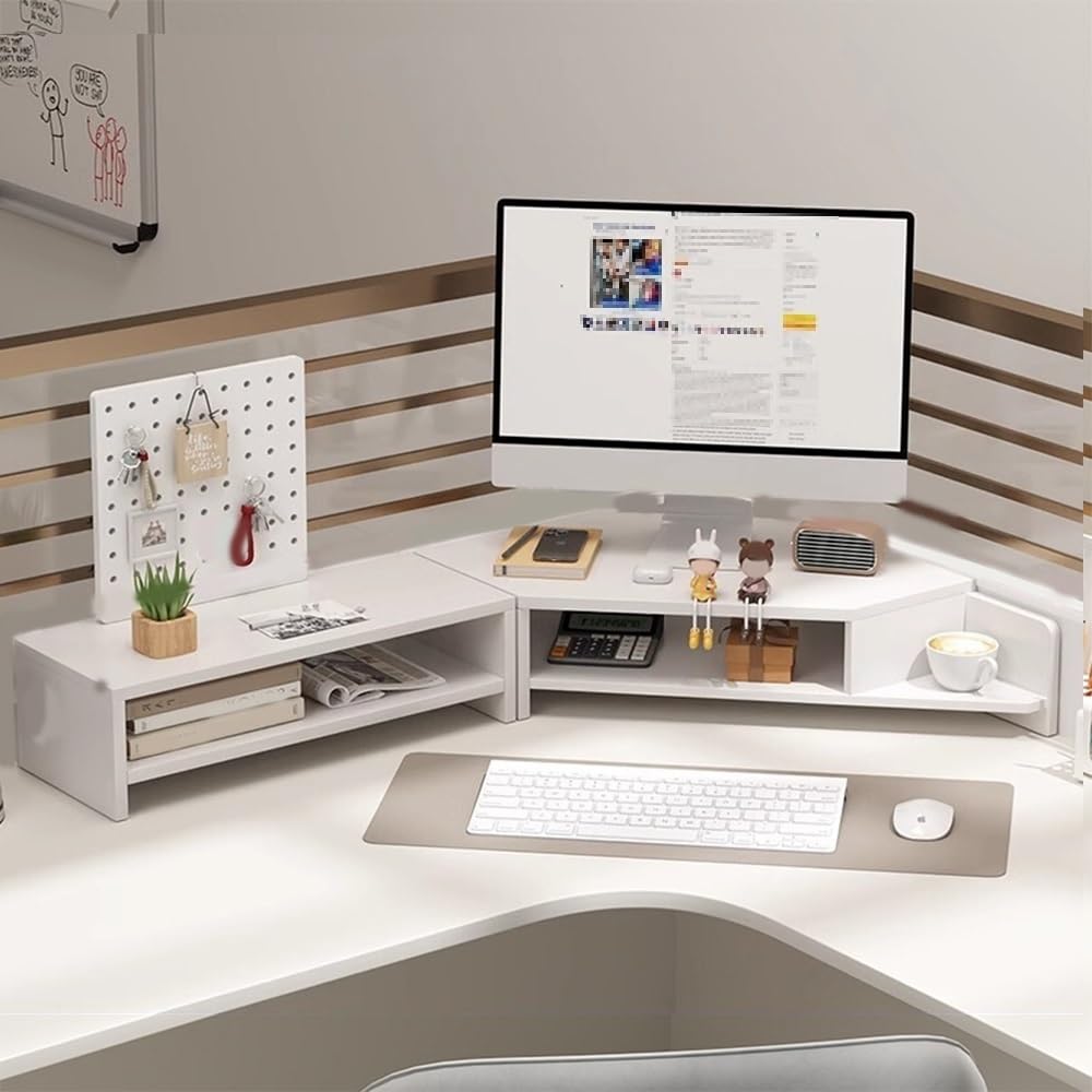 VyhPJg Corner Monitor Stand for Desk, Laptop Stand and Monitor Riser for Desktop Computer, Office Desk Accessories and Organizer, Space-Saving Corner