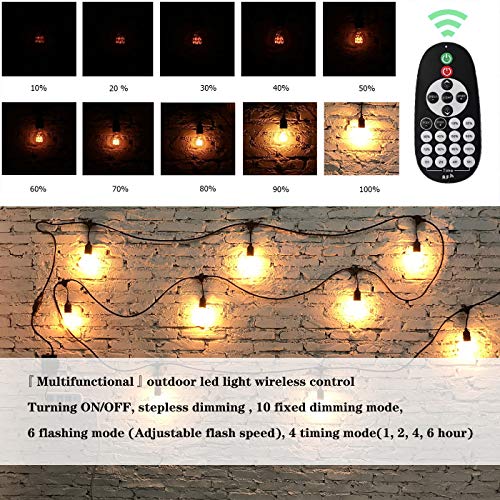 Outdoor Dimmer, Wireless RF Smart Plug-in Outdoor Dimmer Switch, Remote Control Dimming Controller 10 Ft Extension Cord -800W Max Power/100FT Max Range/IP68 Waterproof/Stepless Dimming for Dimmable L