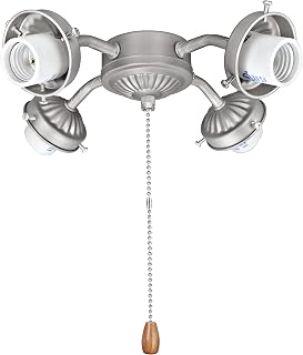 Aspen Creative 22003-11, Four-Light Ceiling Fan Fitter Light Kit with Pull Chain, Brushed Nickel