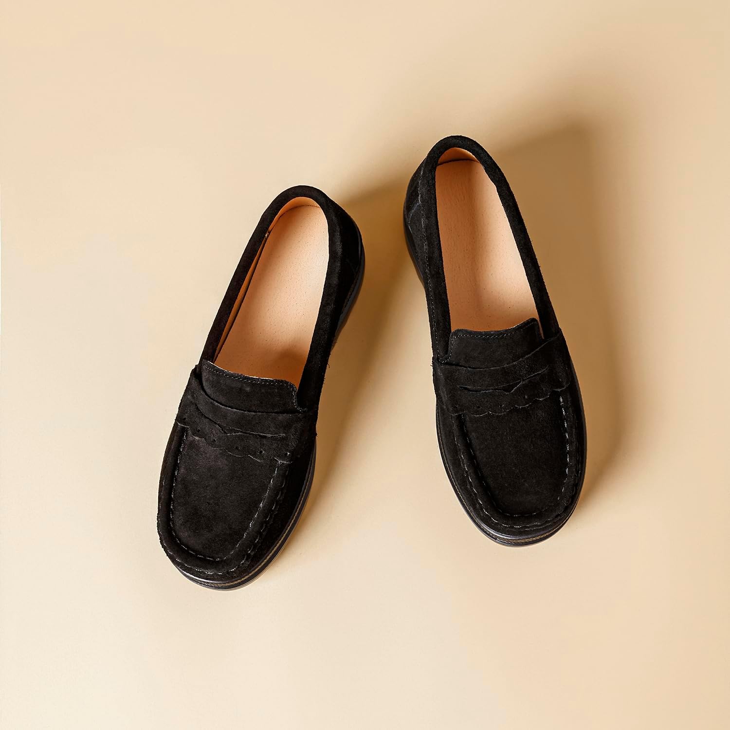 Touchmosees Women's Suede Platform Loafers - Slip-On Wedge Moccasin with Comfortable Non-Slip Rocker Sole for Business, Casual, Daily Wear - Image 5