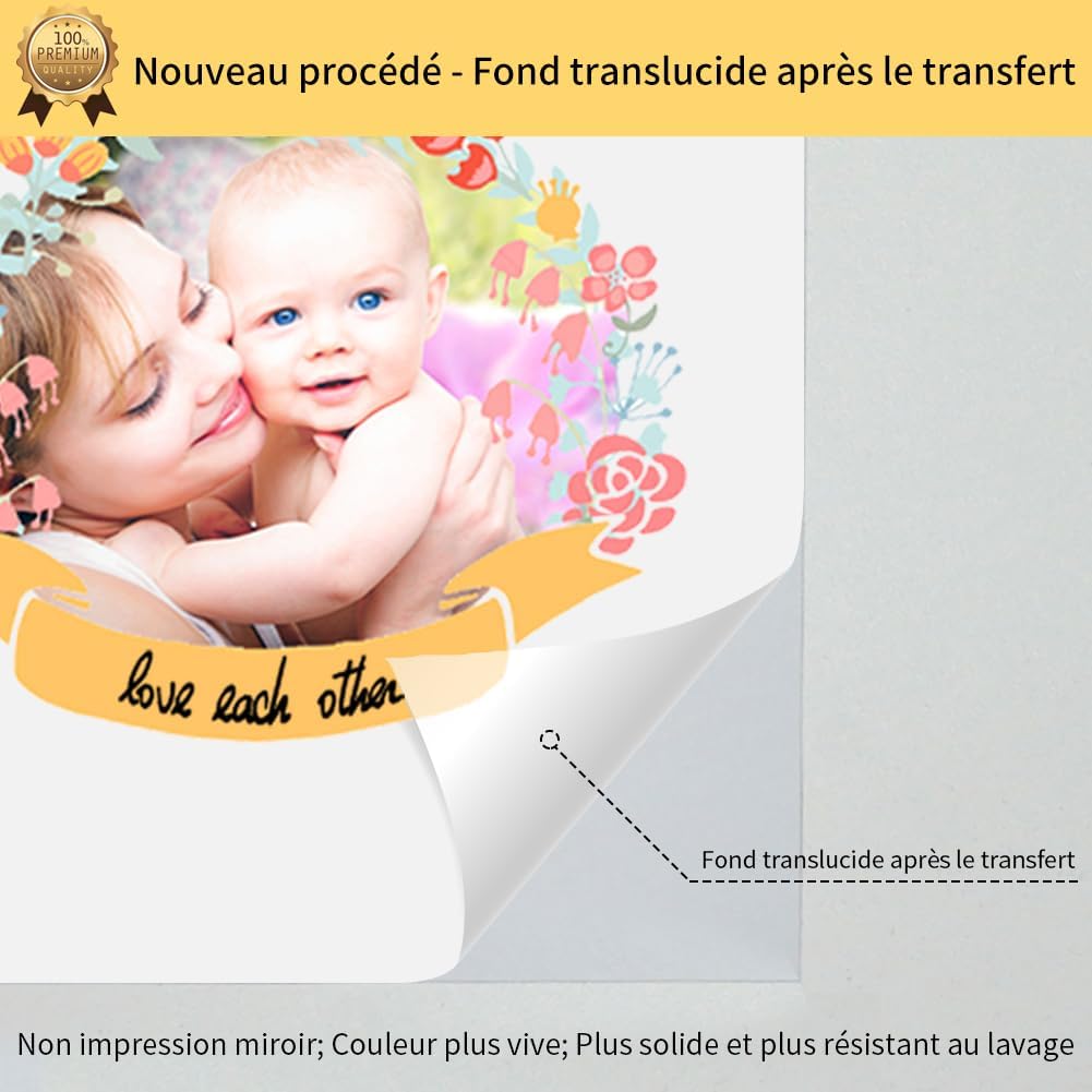 TransOurDream Papier Transfert pour Textile 3.0 A4 10 Feuilles pour T-Shirts Textiles Blancs et Clairs