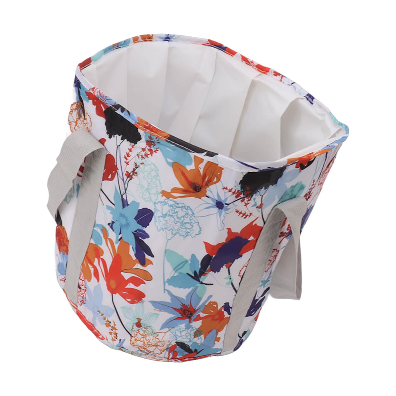 Collapsible Foot Bath Basin, Portable PVC Insulated Soaking Tub with Handle, Ergonomic Design for Outdoor Camping Travel (White Maple Leaf)