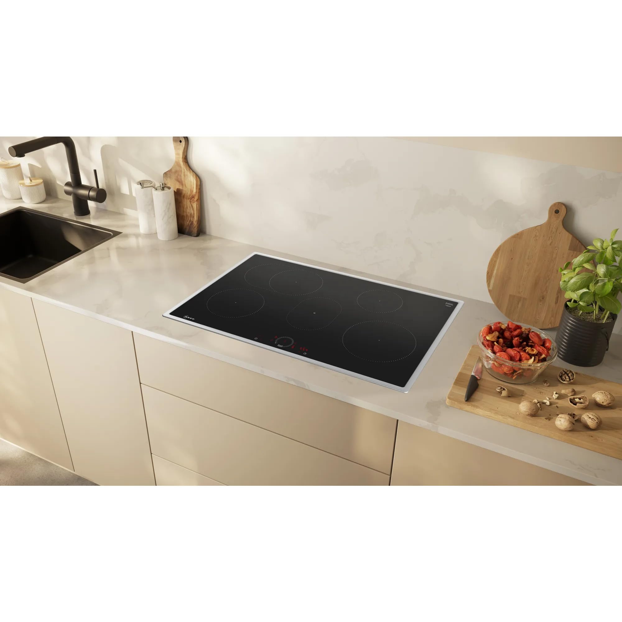 NEFF BTX48PIB0, Einbau-Herd-Set bestehend aus B2CCJ7AK3 Herd, 60 x 60 cm, Pyrolyse und EasyClean Selbstreinigung, Air Fry & T58SHF1L0 Induktionskochfeld, 80 cm, Bräterzone, Twist Touch