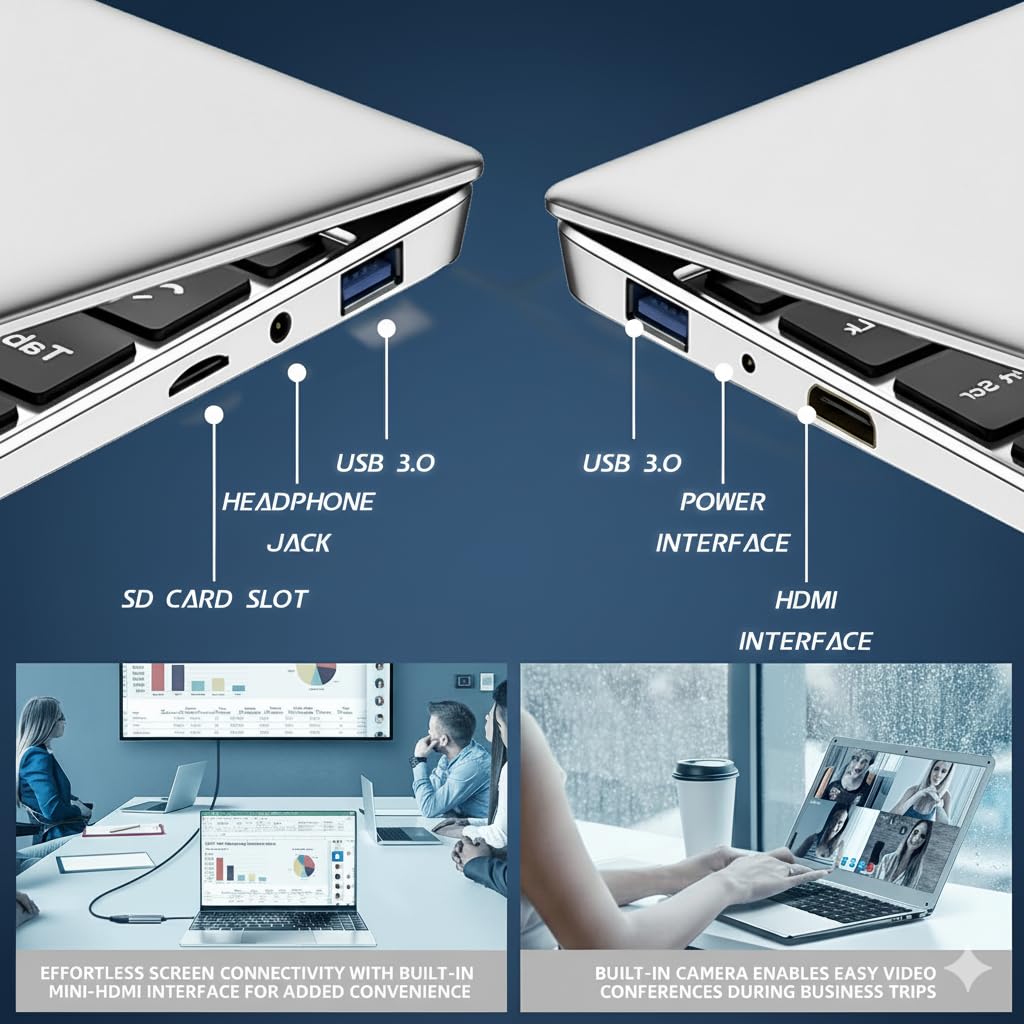 Notebook 15,6" con Processore N95, 16GB RAM 256GB, Schermo FHD IPS, Tastiera Retroilluminata, Lettore di Impronte, WiFi 5, PC Portatile Leggero per Studio, Lavoro e Casa(Tastiera UK+pellicola IT)