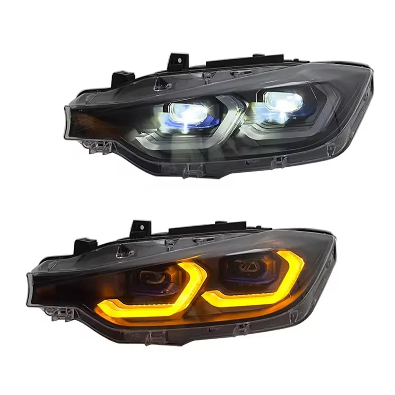 1 Coppia di fari Anteriori per BMW Serie 3 F30 F35 320i 328i 335i 2013-2018, luci diurne a LED (DRL) Ambra con indicatori di direzione, Accessori per Auto (Sostituzione di 2 fari).