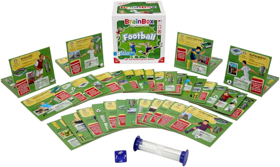 BrainBox Football (2022), Card Game, Ages 8+, 1+ Players, 10+ Minutes Playing Time